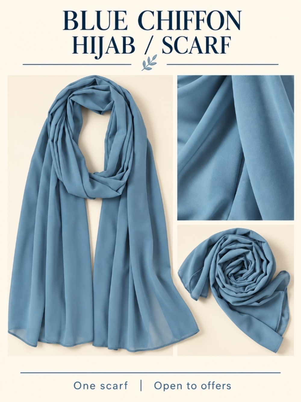 Dusty Blue Chiffon Hijab
